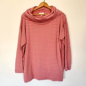 Lou & Grey Cowl Neck Pink Striped Top M